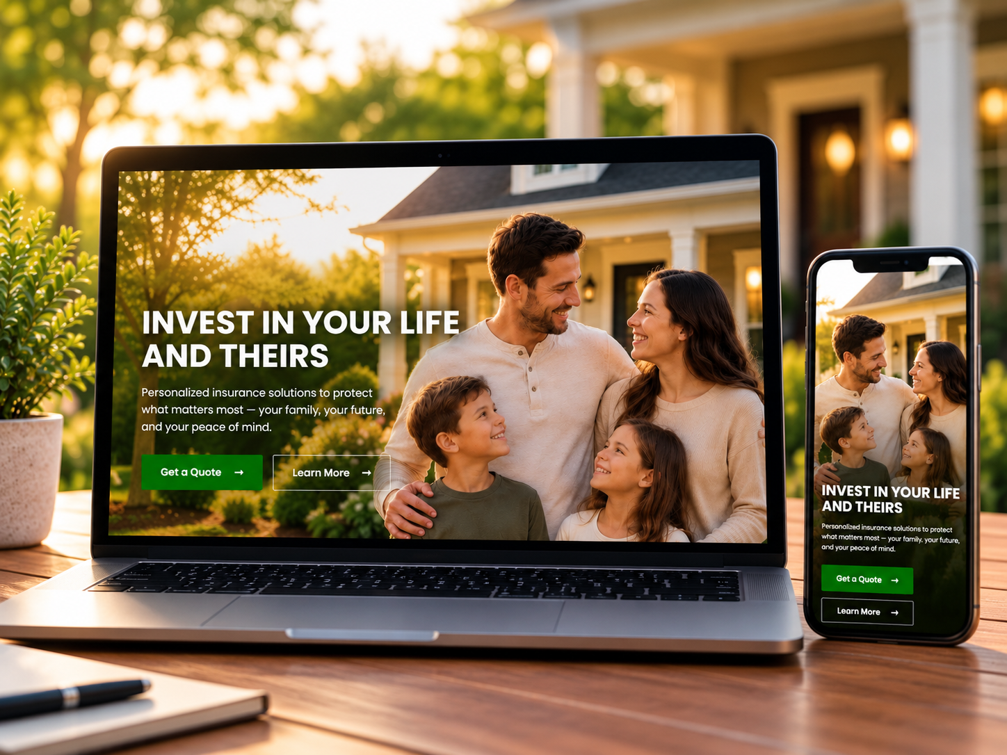 Vicki Farley independent insurance website displayed on a laptop and mobile phone