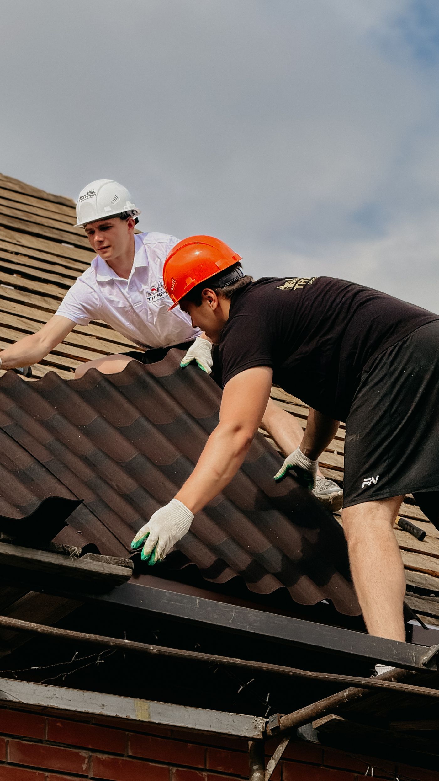 Roofing workers on a project